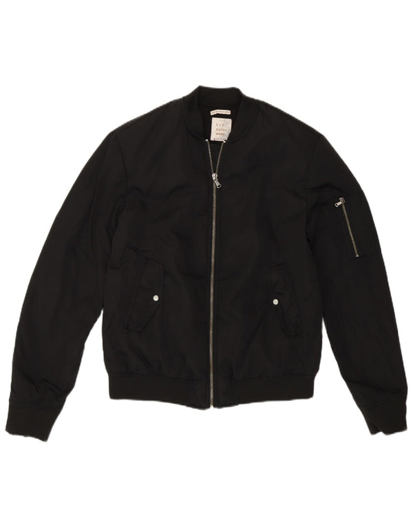 Zara Womens Loose Fit Bomberjacke UK 4 XS Schwarz Polyester Modern