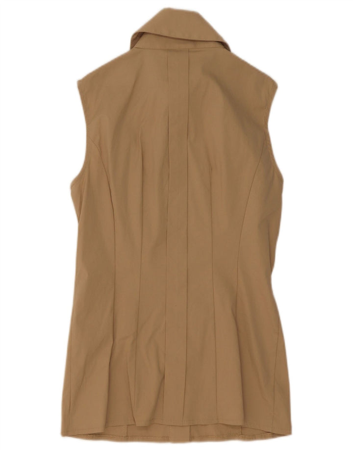 Elisabetta Franchi Damen-Hemdbluse mit Rüschen vorne IT 42 Mittelbeige