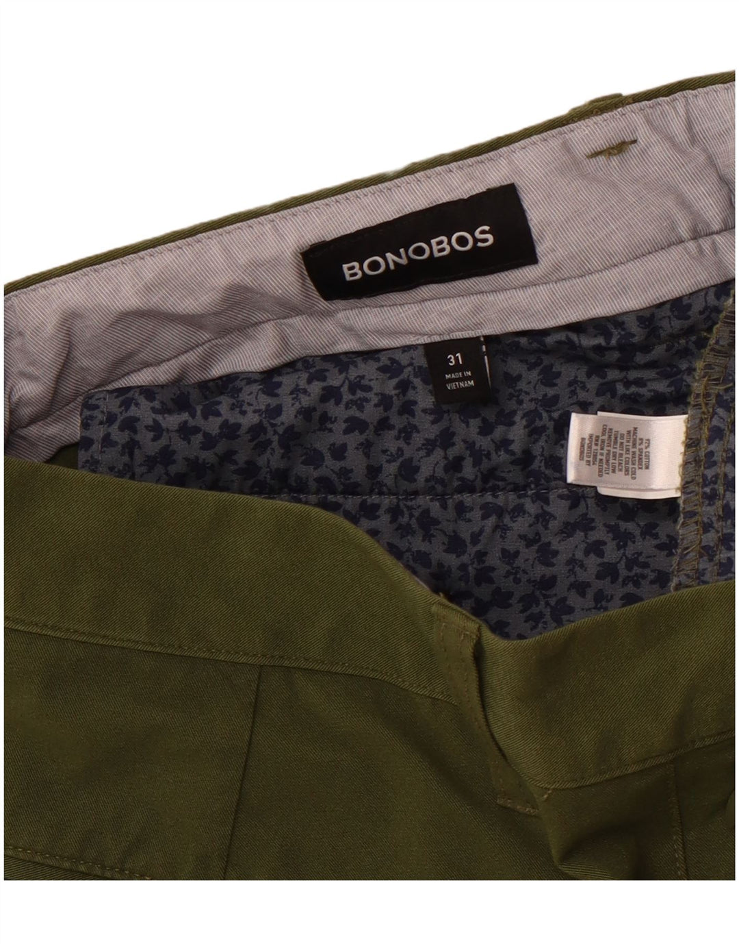 BONOBOS Herren Chino-Shorts W31 mittelgrüne Baumwolle