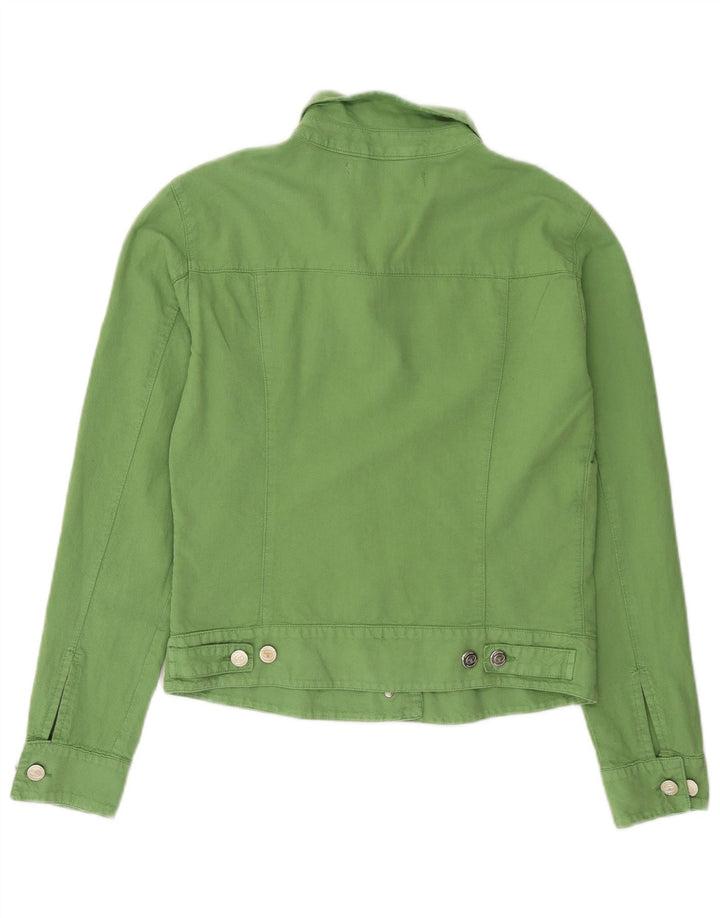 Sergio Tacchini Damen Milano Crop Utility Jacke UK 12 Mittelgrüne Baumwolle