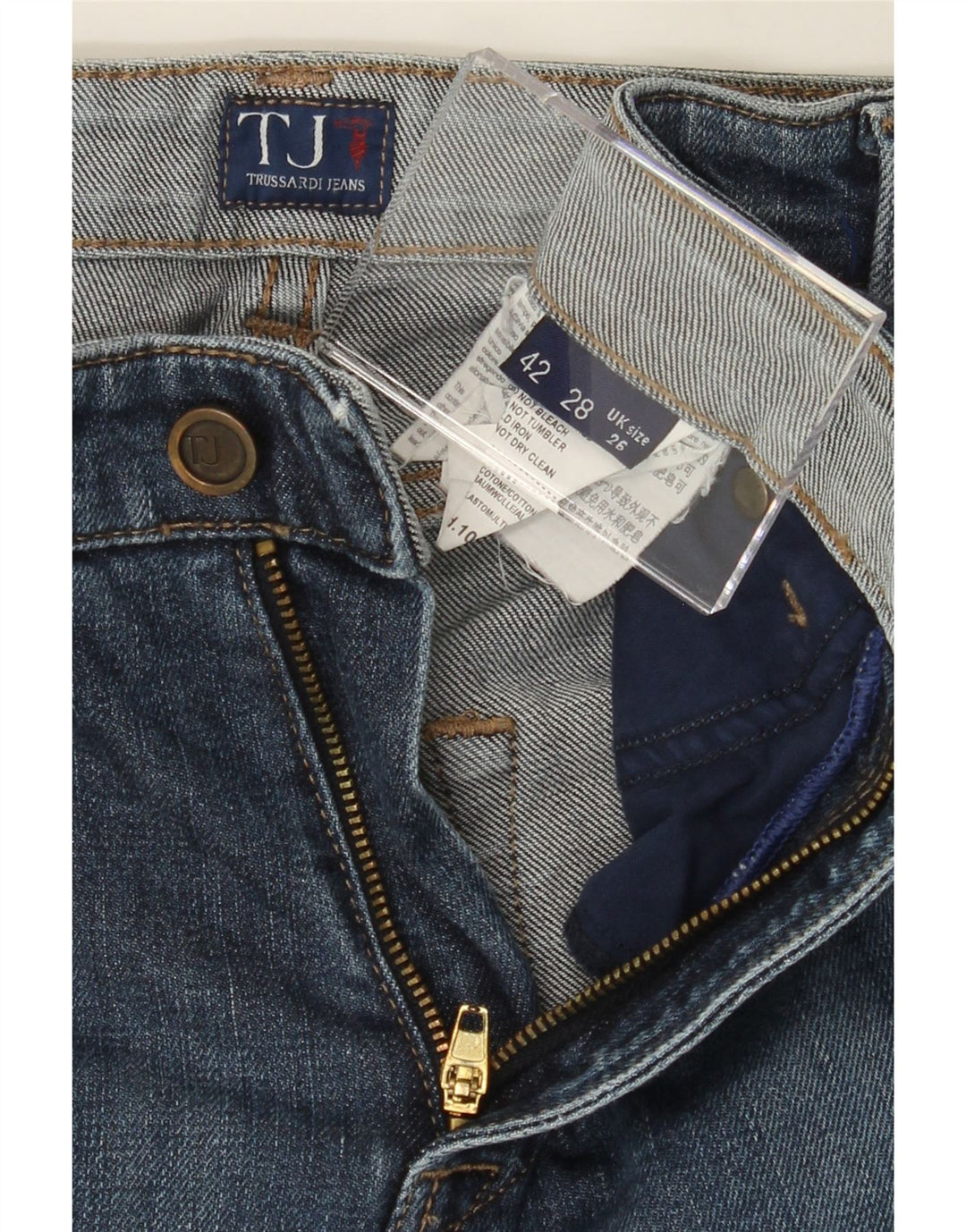 TRUSSARDI Womens Slim Jeans W26 L28 Blue Cotton Vintage Trussardi and Second-Hand Trussardi from Messina Hembry 
