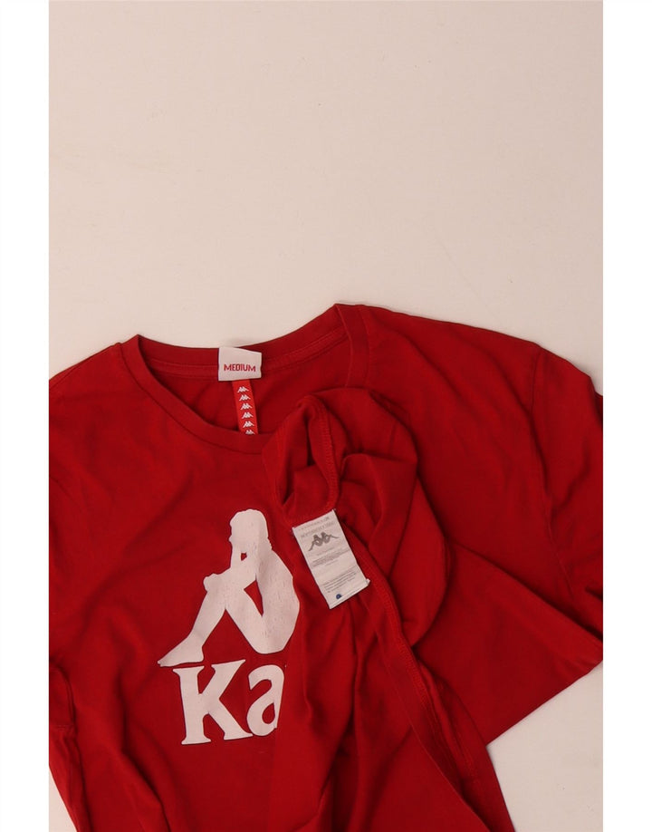 KAPPA Herren Grafik-T-Shirt-Oberteil aus mittelroter Baumwolle