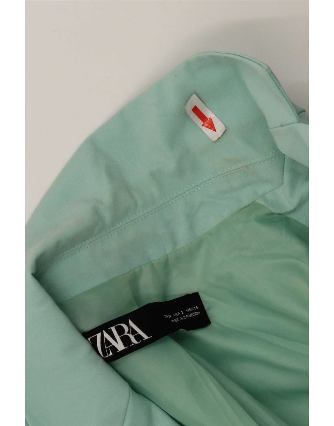 Zara Damen 1-Knopf-Blazerjacke EU 34 2XS Türkises Polyester