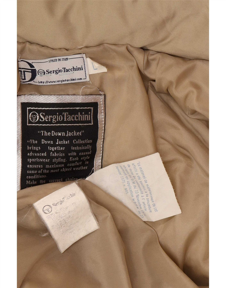 Sergio Tacchini Herren-Mantel mit Kapuze, gepolstert, Größe 40, Beige, Polyester