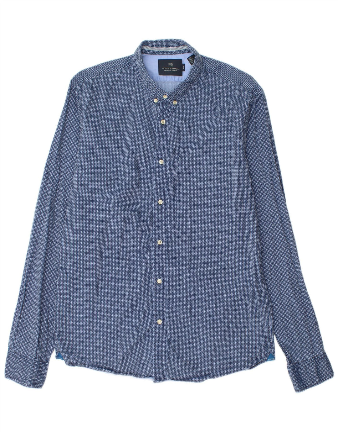 Scotch & Soda Slim-Hemd für Herren, groß, blau, geometrisch, Baumwolle