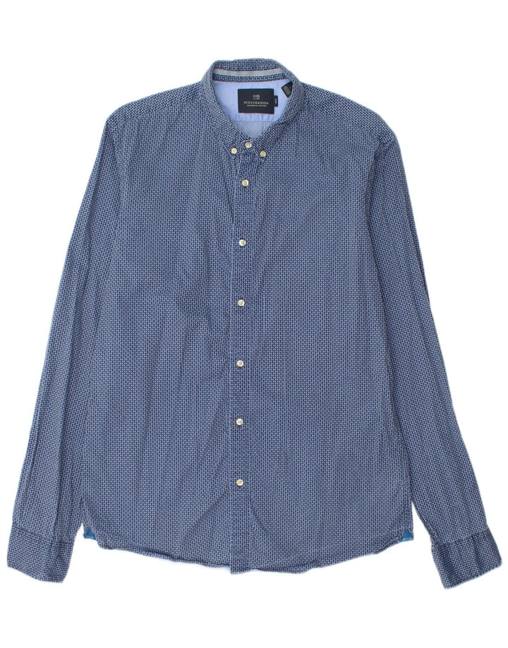 Scotch & Soda Slim-Hemd für Herren, groß, blau, geometrisch, Baumwolle