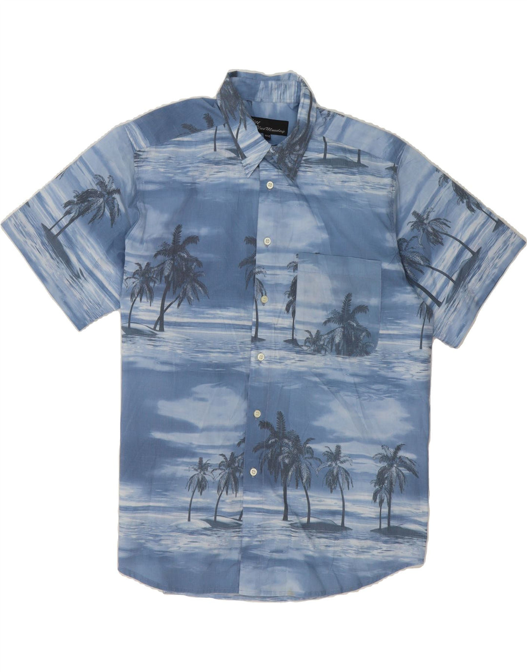 BLUE MONDAY Mens Short Sleeve Shirt Size 41/42 Large Blue Hawaiian Vintage Blue Monday and Second-Hand Blue Monday from Messina Hembry 