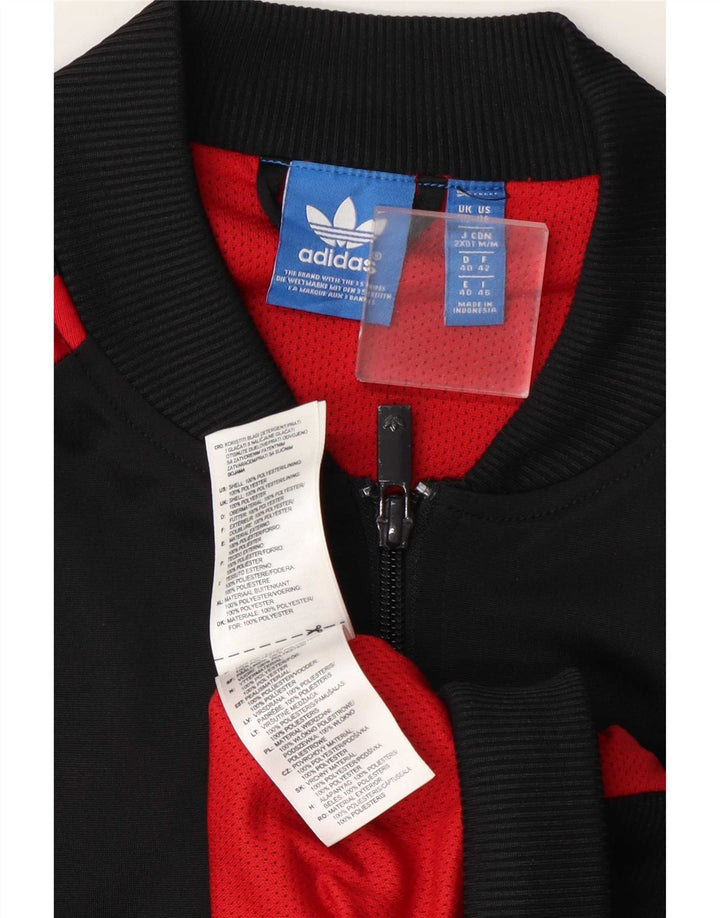 Adidas Damen-Trainingsanzug-Top-Jacke, UK 14, groß, schwarzes Colourblock-Polyester