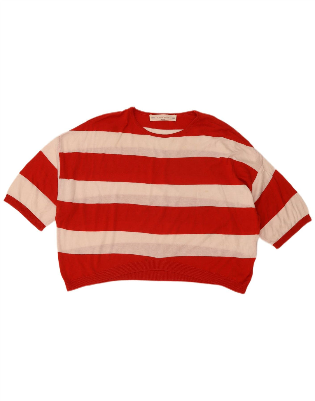 Zara Damen-Pullover, übergroß, bauchfrei, Rundhalsausschnitt, Gr. 14, Mittelrot