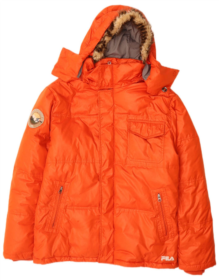 Fila Herren-Jacke mit Kapuze, gepolstert, UK 36, Größe S, Orange, Polyester