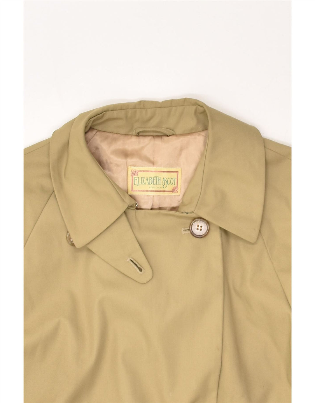 ELIZABETH ASCOT Womens Double Breasted Coat IT 46 Large Beige Polyester | Vintage Elizabeth Ascot | Thrift | Second-Hand Elizabeth Ascot | Used Clothing | Messina Hembry 