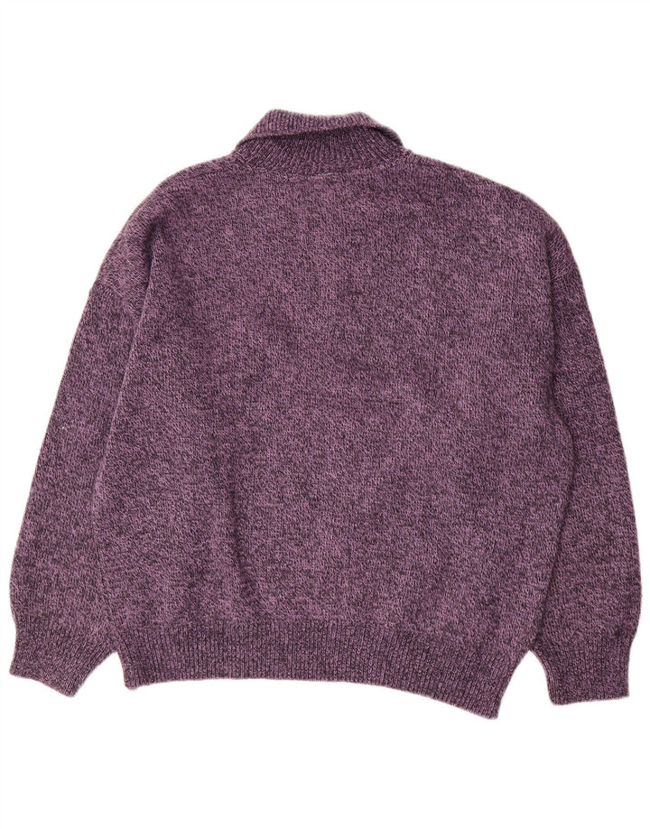 Vintage Herren Polo-Halspullover Pullover XL Lila meliert