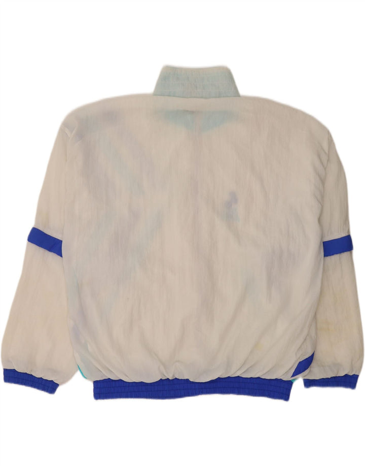 Vintage Damen Trainingsanzug Top Jacke UK 14 Mittelweiß Farbblock