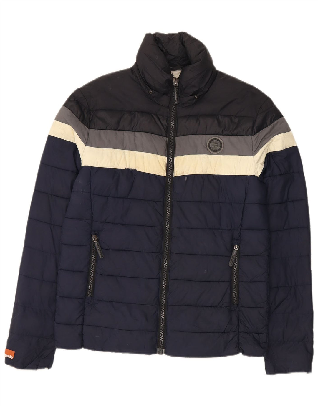Superdry Herren Wattierte Jacke UK 38 Medium Marineblau Colourblock Nylon