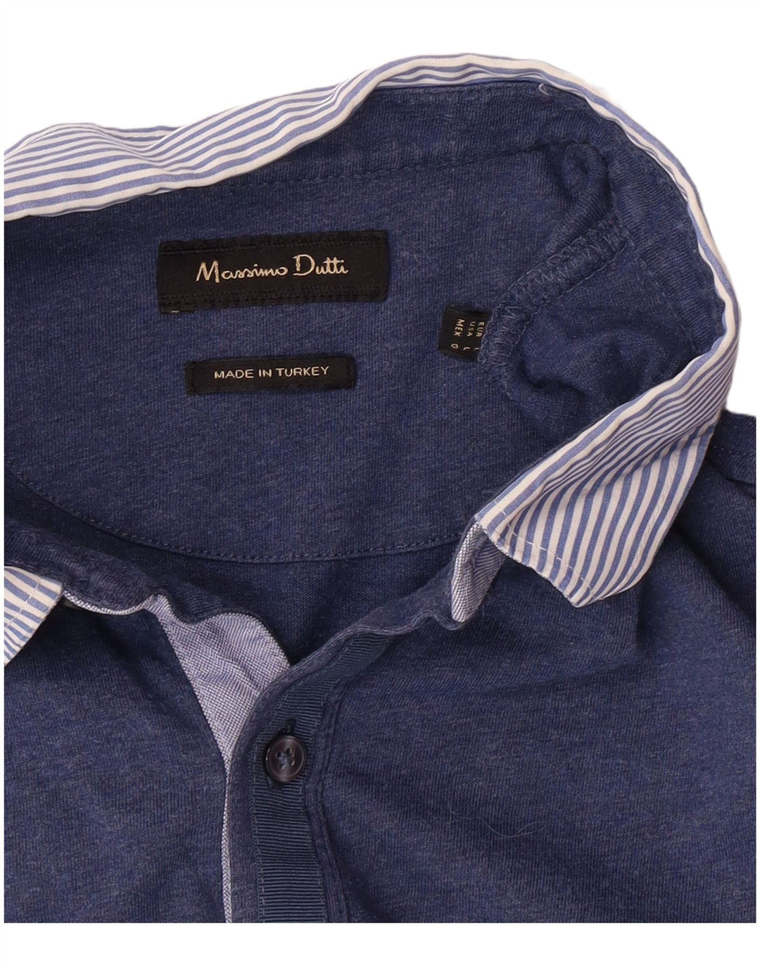 Massimo Dutti Herren-Langarm-Poloshirt, groß, blau, klassisch