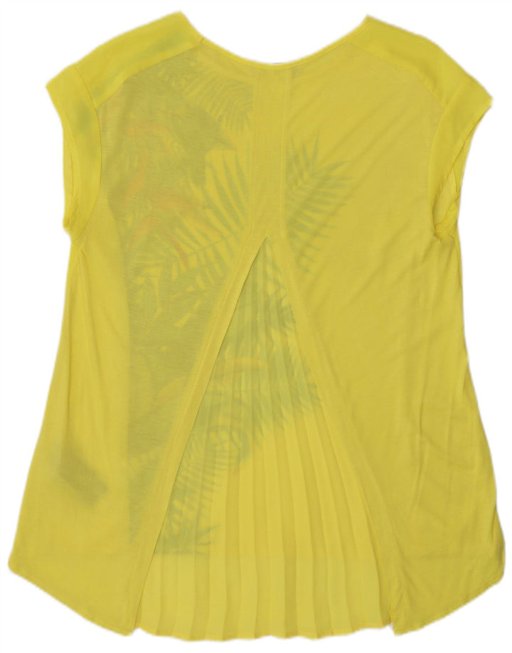 Oasis Damen Tunika-Oberteil UK 10 Small Gelbes Blumenmuster aus Polyester