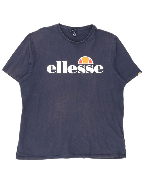 Ellesse Herren Grafik T-Shirt Top 2XL Marineblau Baumwolle