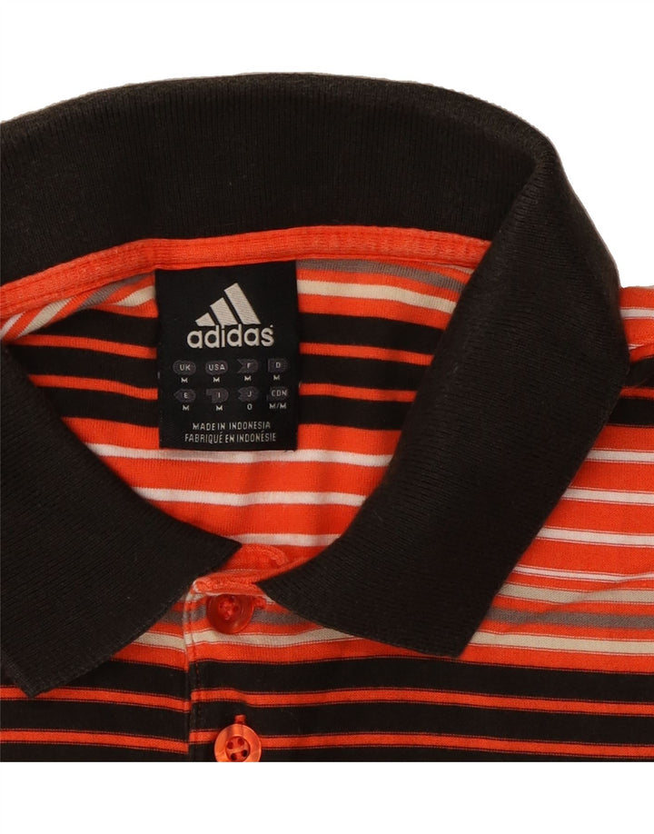 ADIDAS Mens Polo Shirt Medium Orange Striped Cotton Vintage Adidas and Second-Hand Adidas from Messina Hembry 