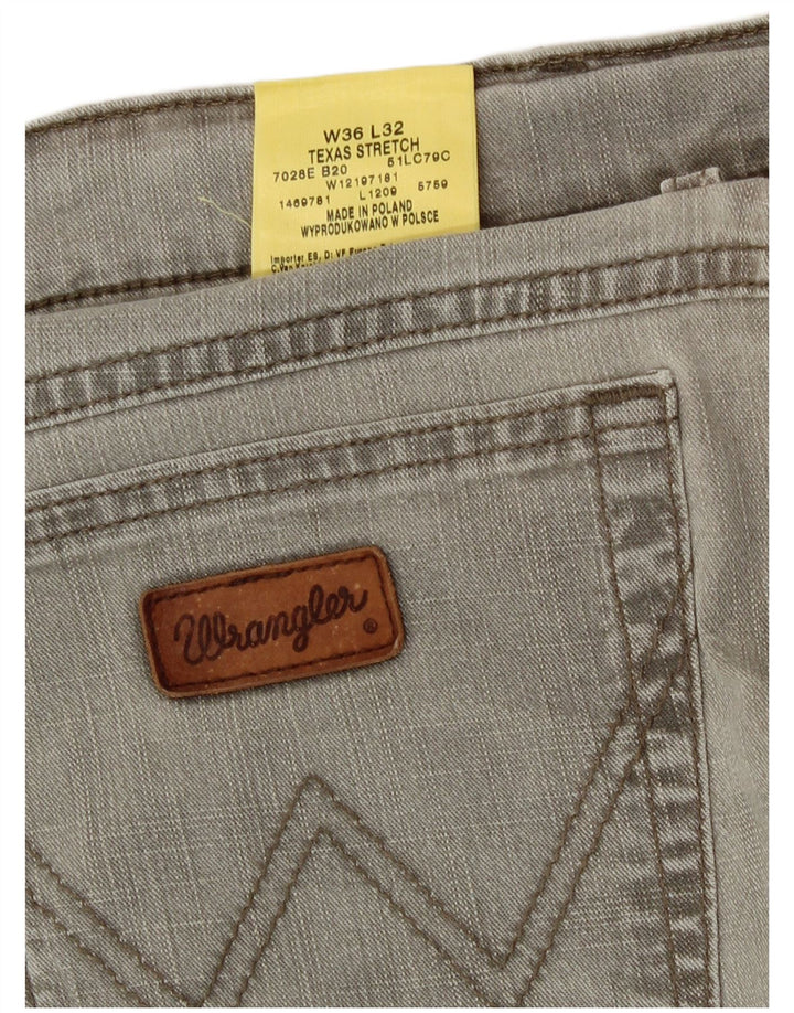 Wrangler Herren Texas Stretch Straight Jeans W36 L32 Graue Baumwolle