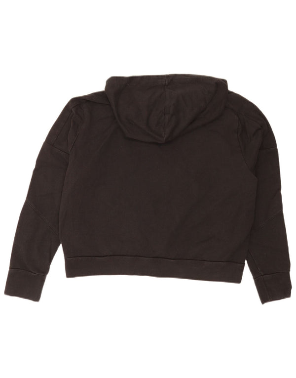 Puma Damen Crop Graphic Hoodie Pullover UK 14 Medium Schwarz Sport