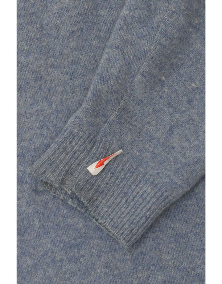 Asics Herren-Pullover mit V-Ausschnitt, groß, blaue Lammwolle