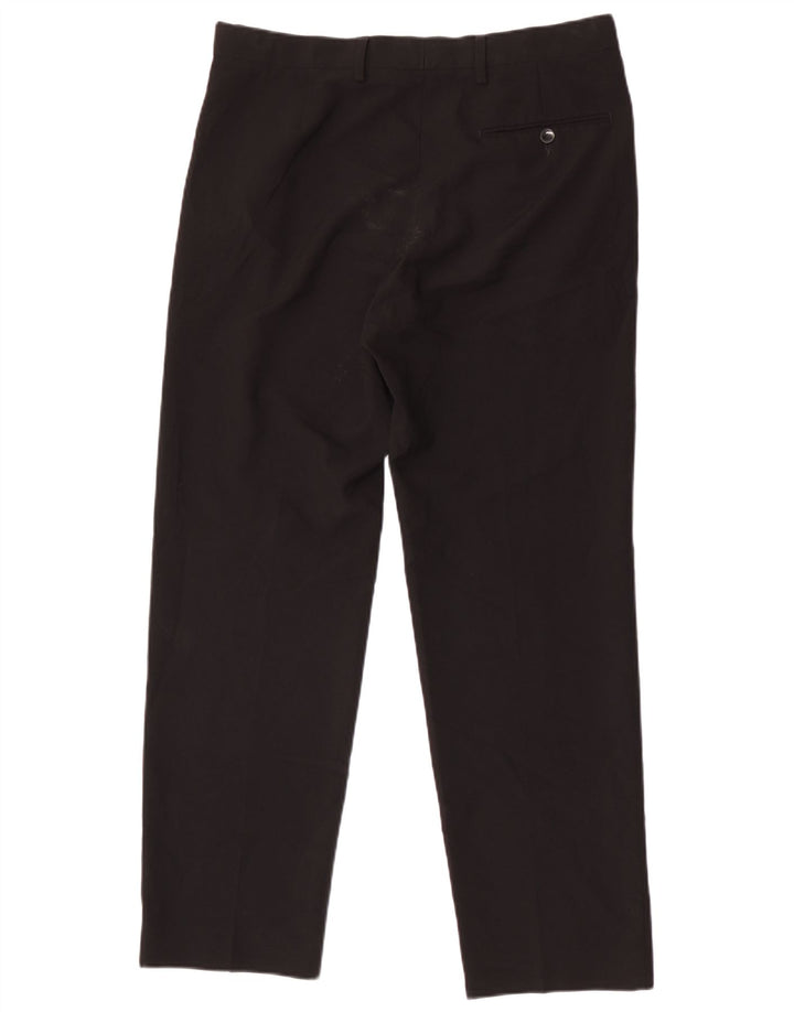 Marks & Spencer Herren-Anzughose, gerade, normal, W34, L31, Schwarz, Polyester