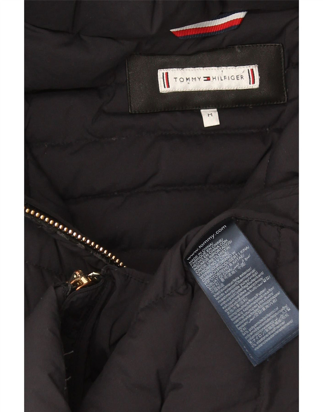 Tommy Hilfiger Wattierter Damenmantel mit Kapuze, UK 12, Mittelschwarz, Polyamid