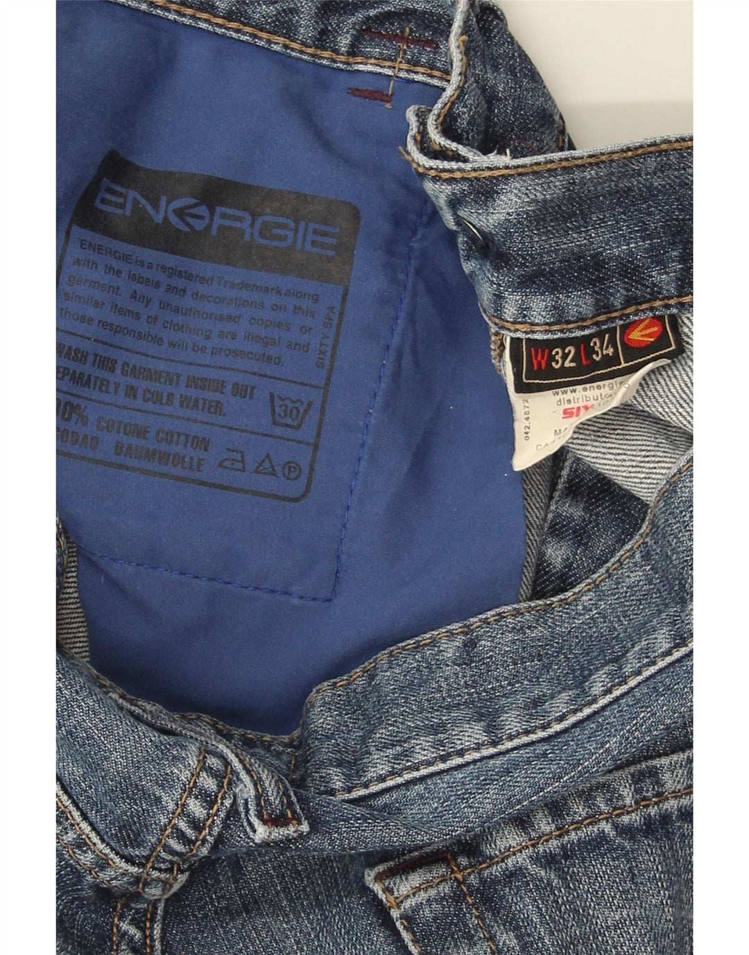 Energie Herren Slim Jeans W32 L34 Blaue Baumwolle