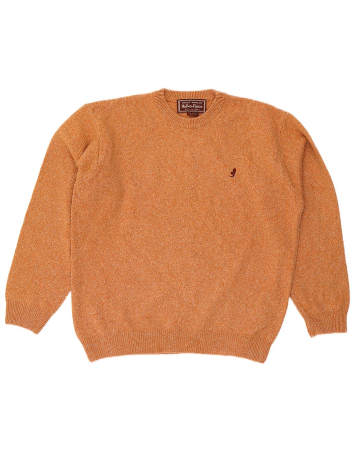 MARLBORO CLASSICS Herren-Pullover mit Rundhalsausschnitt, große orangefarbene Wolle