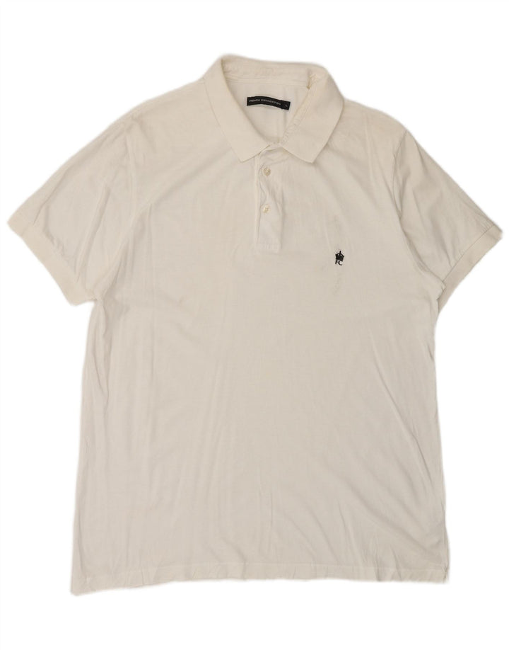 FRENCH CONNECTION Herren-Poloshirt, groß, cremefarbene Baumwolle