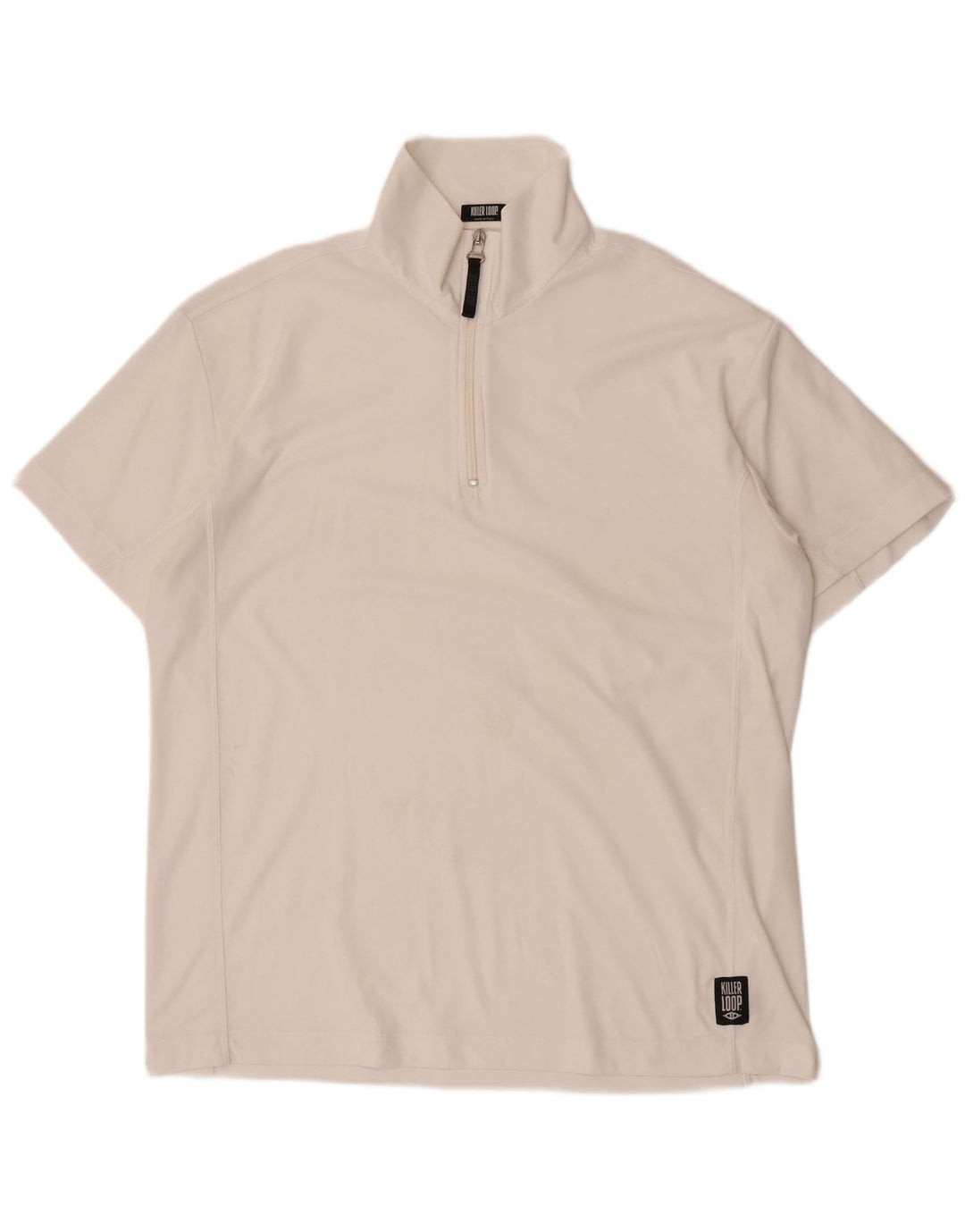 Killer Loop Herren-T-Shirt mit Reißverschluss, XL, weißes Polyester