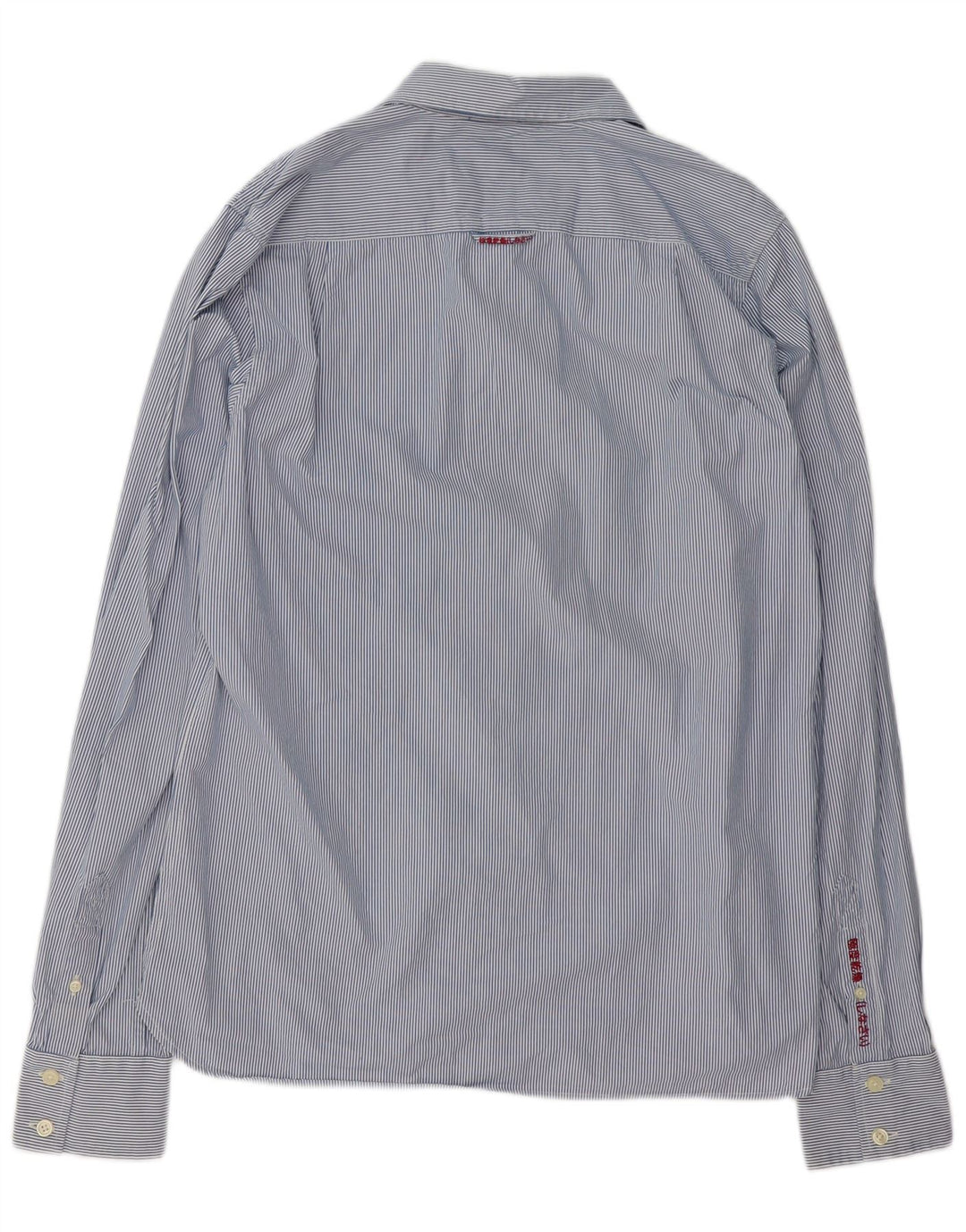 Superdry Herren-Hemd 2XL aus blauer Nadelstreifen-Baumwolle