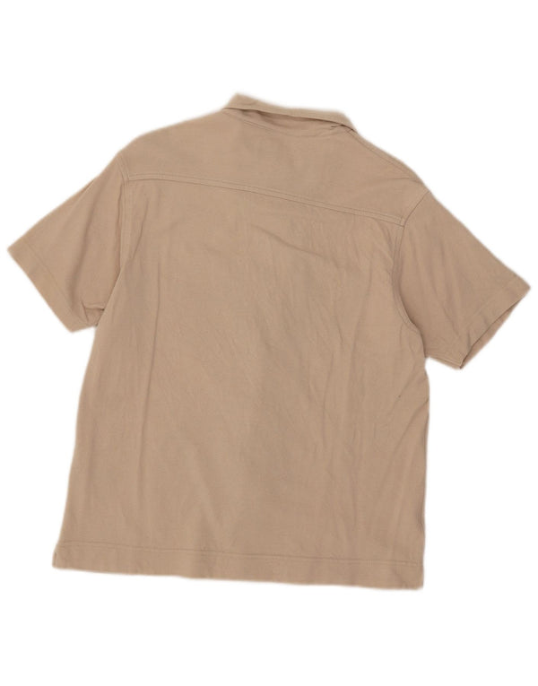 Kappa Damen Kurzarmhemd UK 14 Large Beige Baumwolle