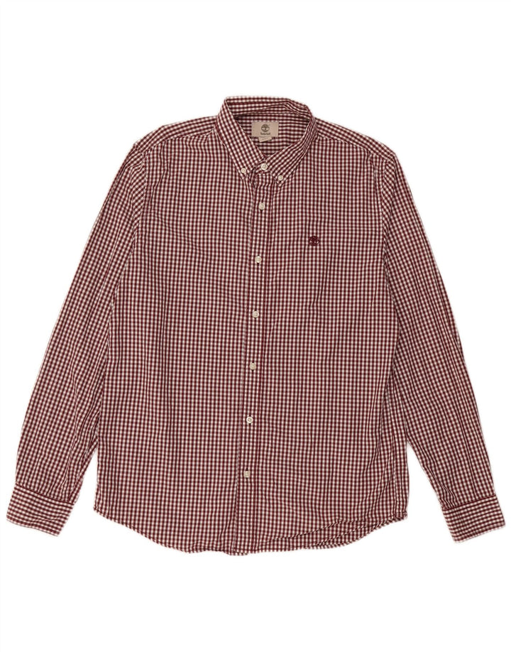 Timberland Herren Slim-Fit-Hemd, groß, kastanienbraun, Gingham-Baumwolle