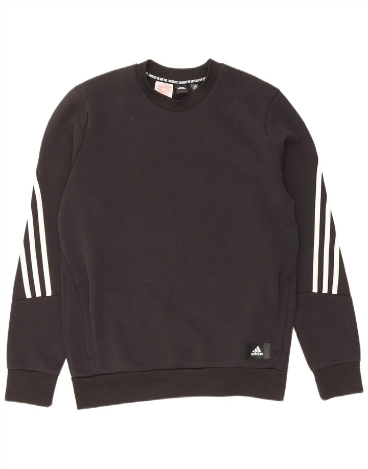 ADIDAS Jungen Sweatshirt Pullover 13-14 Jahre Schwarze Baumwolle