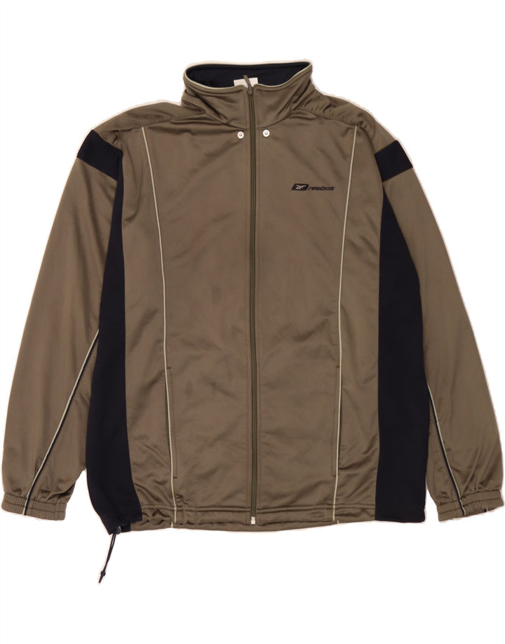 REEBOK Herren-Trainingsanzug-Top-Jacke aus mittelbraunem Colourblock-Polyester