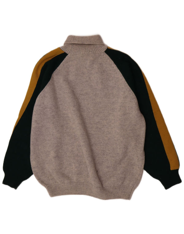 Sisley Herren-Pullover mit Rollkragen, Grafik, XL, graue Farbblock-Wolle