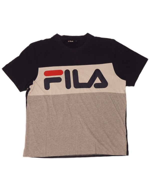 Fila Herren-T-Shirt mit Grafik, XL, mehrfarbig, Colourblock-Baumwolle
