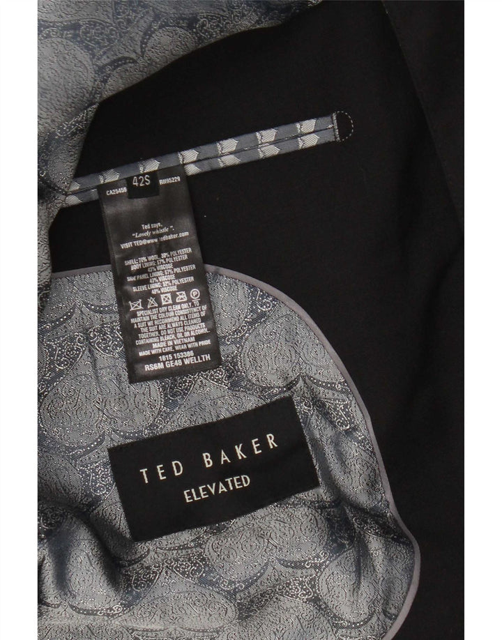 Ted Baker Herren-Blazer mit 2 Knöpfen, UK 42, XL, schwarze Wolle
