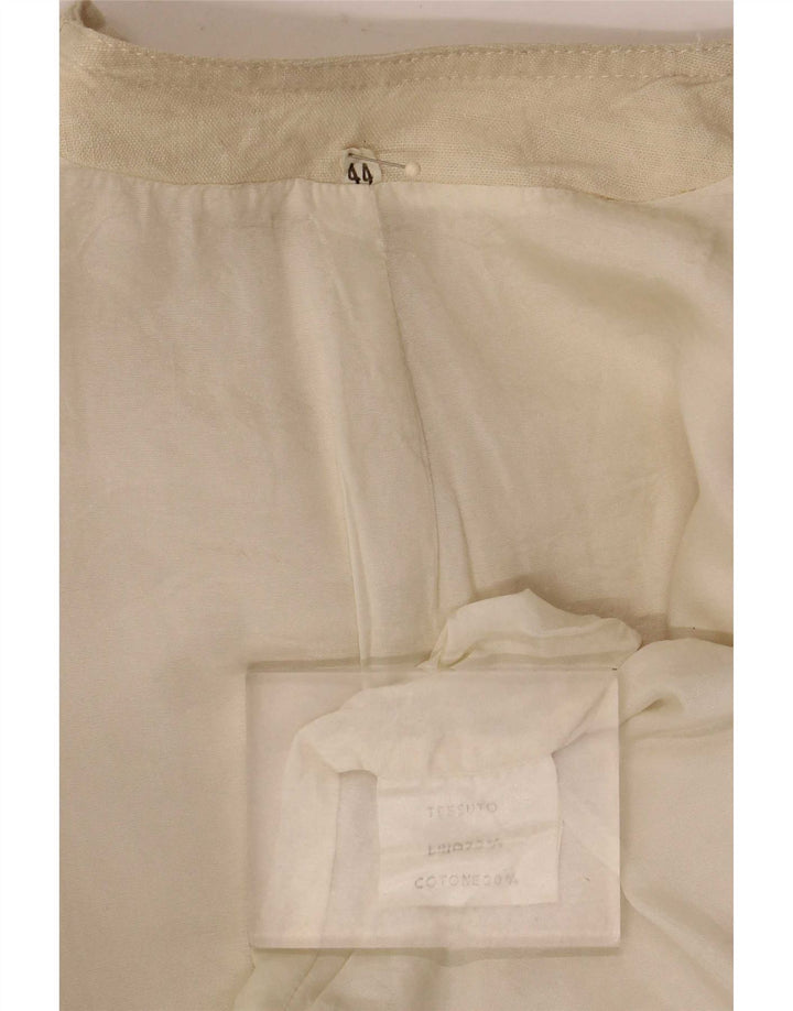 Vintage Damen Bomberjacke IT 44 Medium Beige Leinen