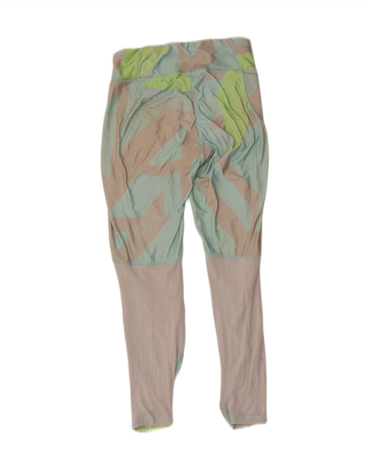 REEBOK Womens Leggings UK 8/10 Small  Green Colourblock Polyester