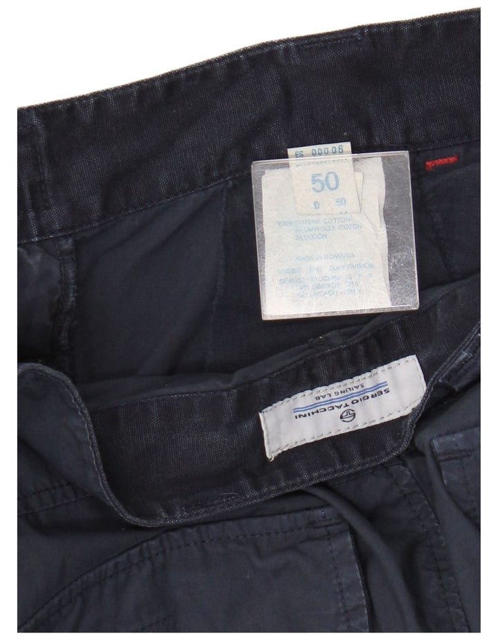Sergio Tacchini Herren Cargo-Bermudashorts IT 50 Large W30 Marineblaue Baumwolle