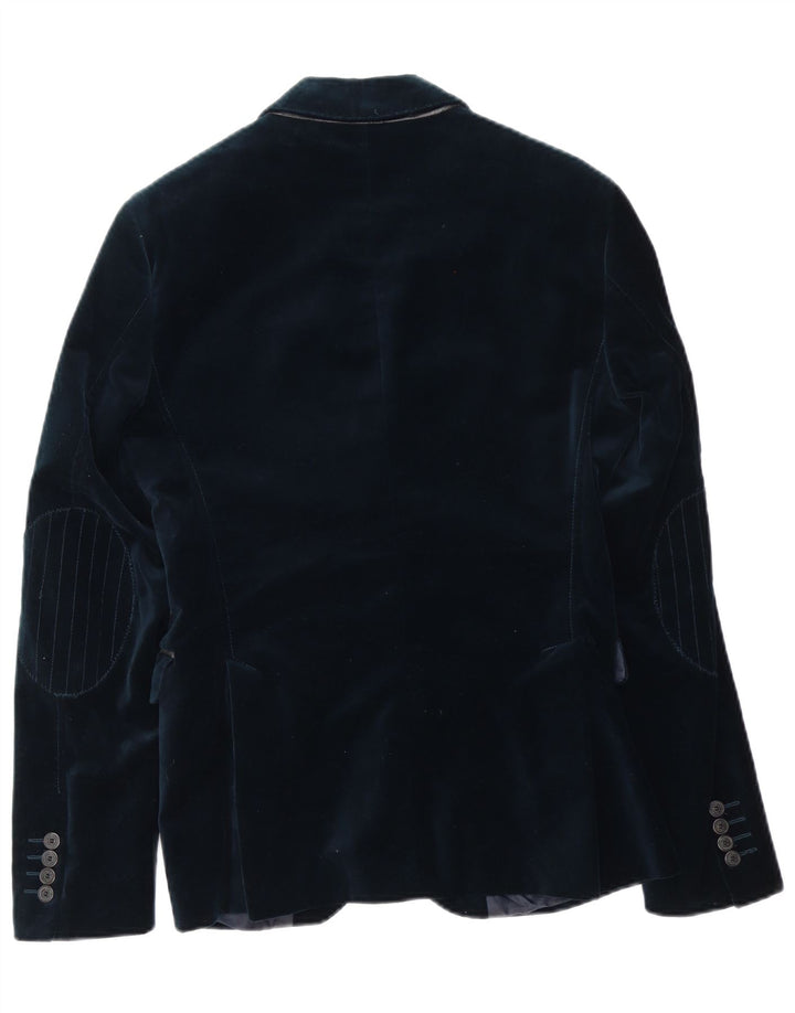 Zara Herren-Velours-Blazer mit 2 Knöpfen, EU 46, klein, marineblau, Polyester