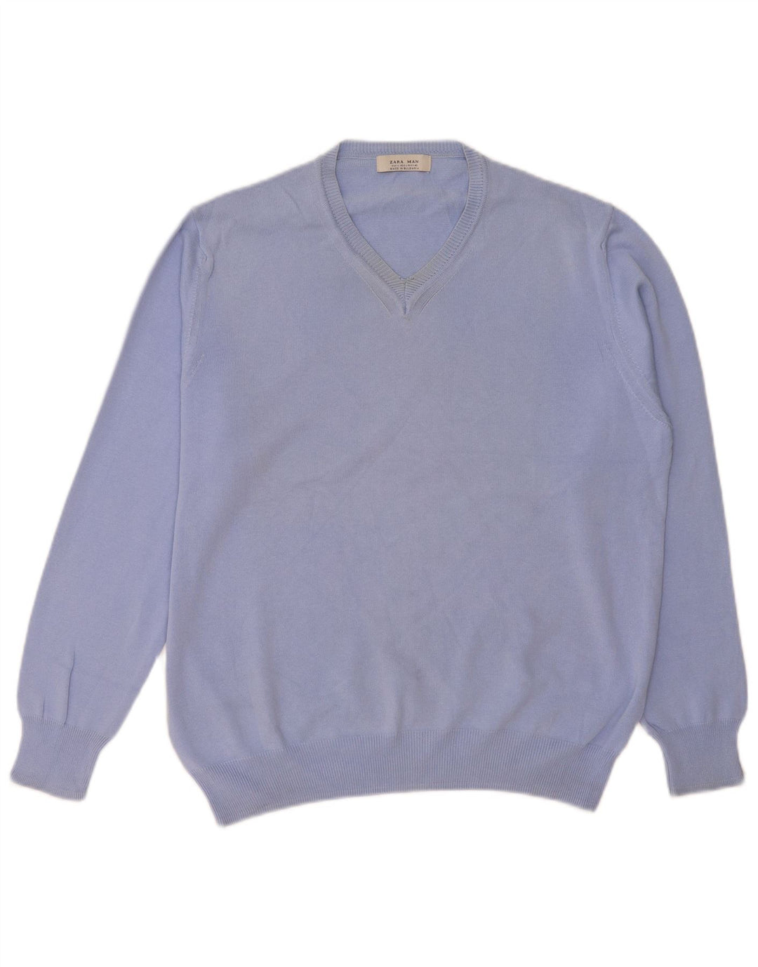 Zara Herren-Pullover mit V-Ausschnitt, Größe L, Blau
