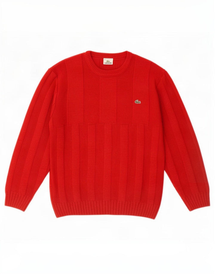 Lacoste Herren-Pullover mit Rundhalsausschnitt, Größe 4, mittelrote Wolle