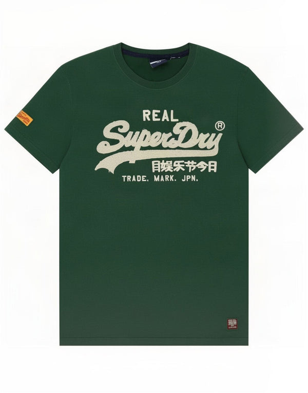 Superdry Herren Grafik-T-Shirt-Oberteil aus mittelgrüner Baumwolle