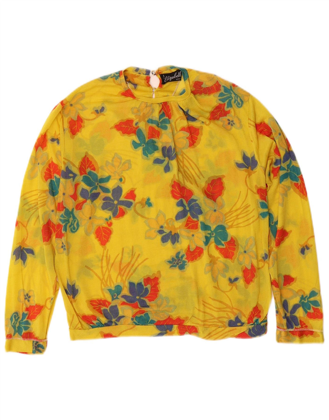VINTAGE Womens Long Sleeve Blouse Top US 4 Small Yellow Floral