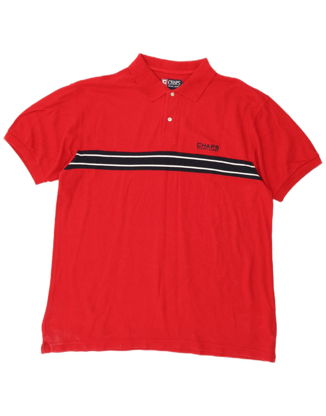 CHAPS RALPH LAUREN Herren-Poloshirt XL, rot gestreift, Baumwolle
