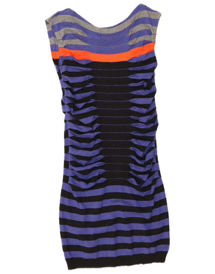 Ted Baker Damen, figurbetontes Kleid, Größe 3, mittelblau, gestreift, Viskose
