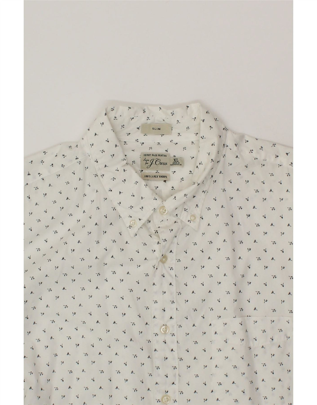 J. CREW Mens Slim Shirt XL White Floral Cotton Vintage J. Crew and Second-Hand J. Crew from Messina Hembry 